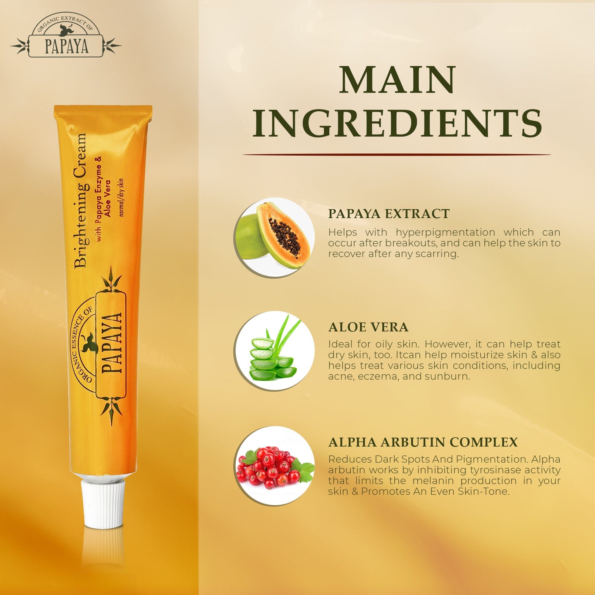 Organic Extract of Papaya Brightening Cream Tube - 50g / 1.76 Oz FleurDeLis - Mitchell Brands - Hautaufhellung, Hautaufhellung, Verblassen dunkler Flecken, Shea Butter, Haarwuchsmittel