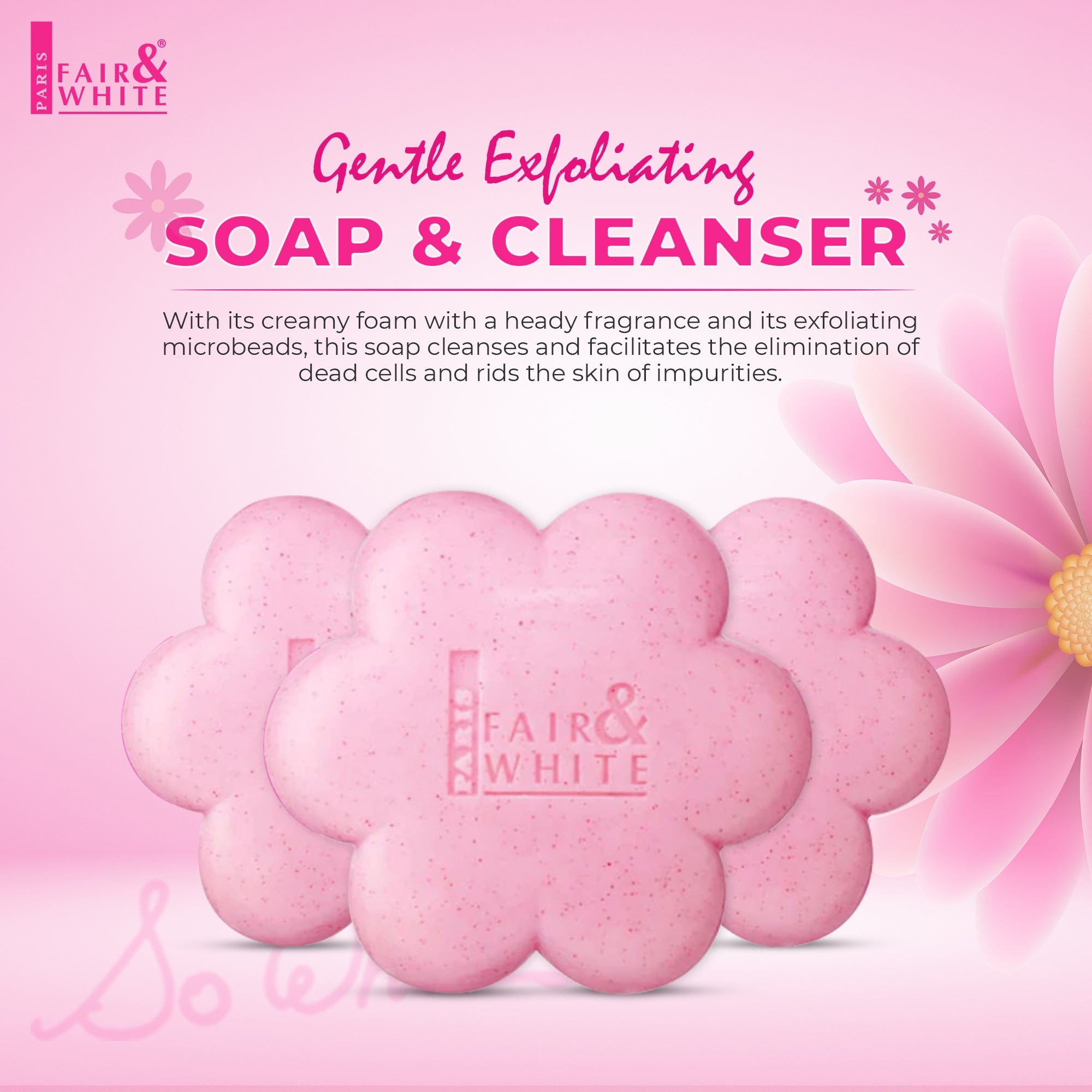 Fair & White So White Exfoliating Soap - Gentle Cleansing Bar - 200g / 7 oz