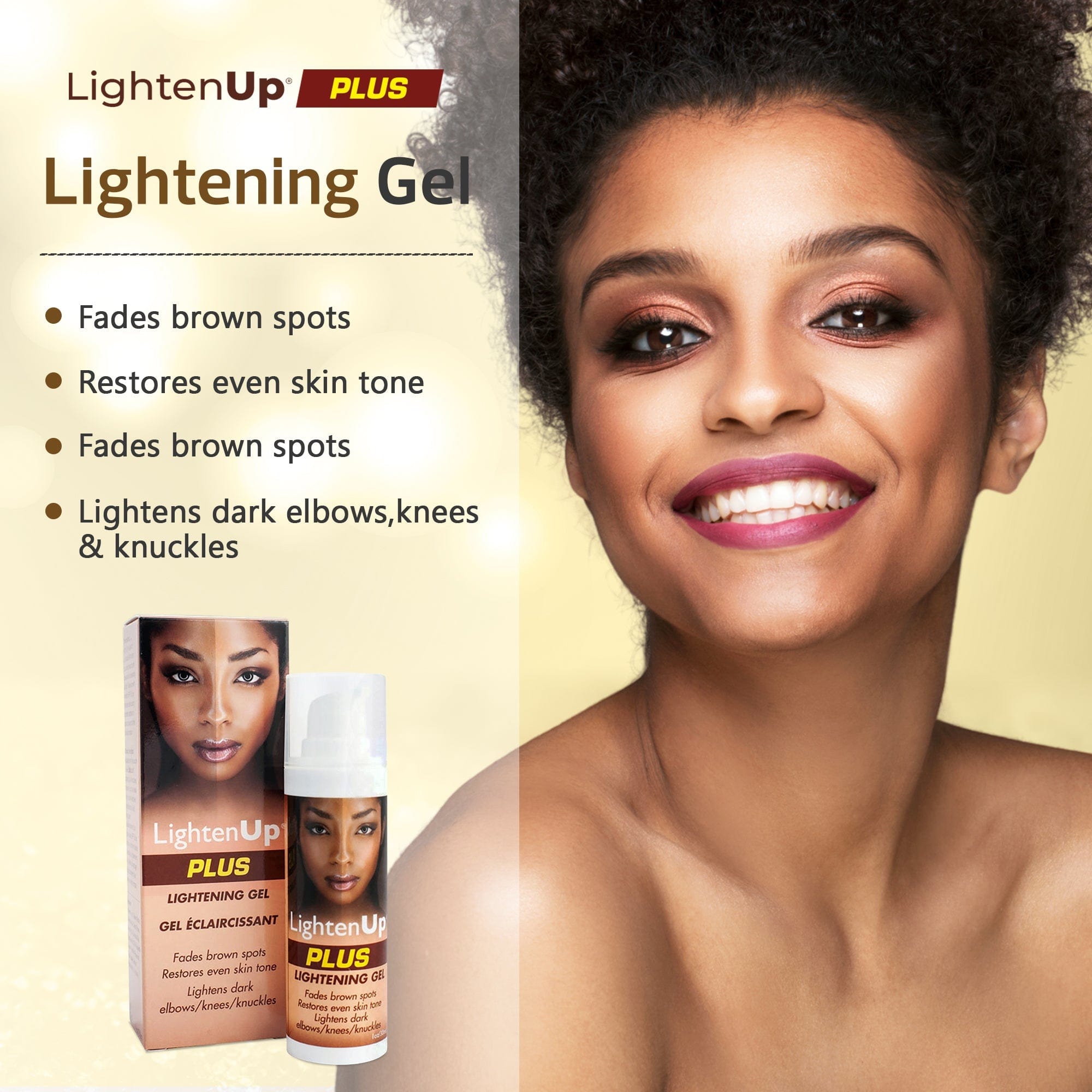 Omic LightenUp PLUS Gel éclaircissant - 30ml LightenUp - Mitchell Brands - Skin Lightening, Skin Brightening, Fade Dark Spots, Shea Butter, Hair Growth Products