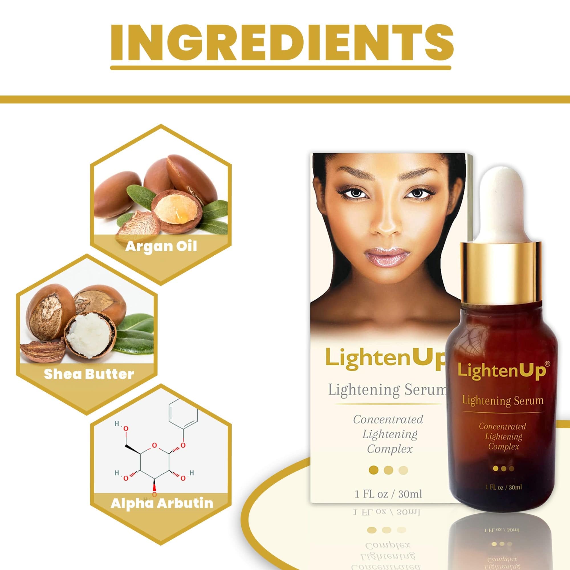 Omic LightenUp Anti-Aging Lightening Serum - 30ml / 1 Fl Oz LightenUp - Mitchell Brands - Skin Lightening, Skin Brightening, Fade Dark Spots, Shea Butter, Hair Growth Products