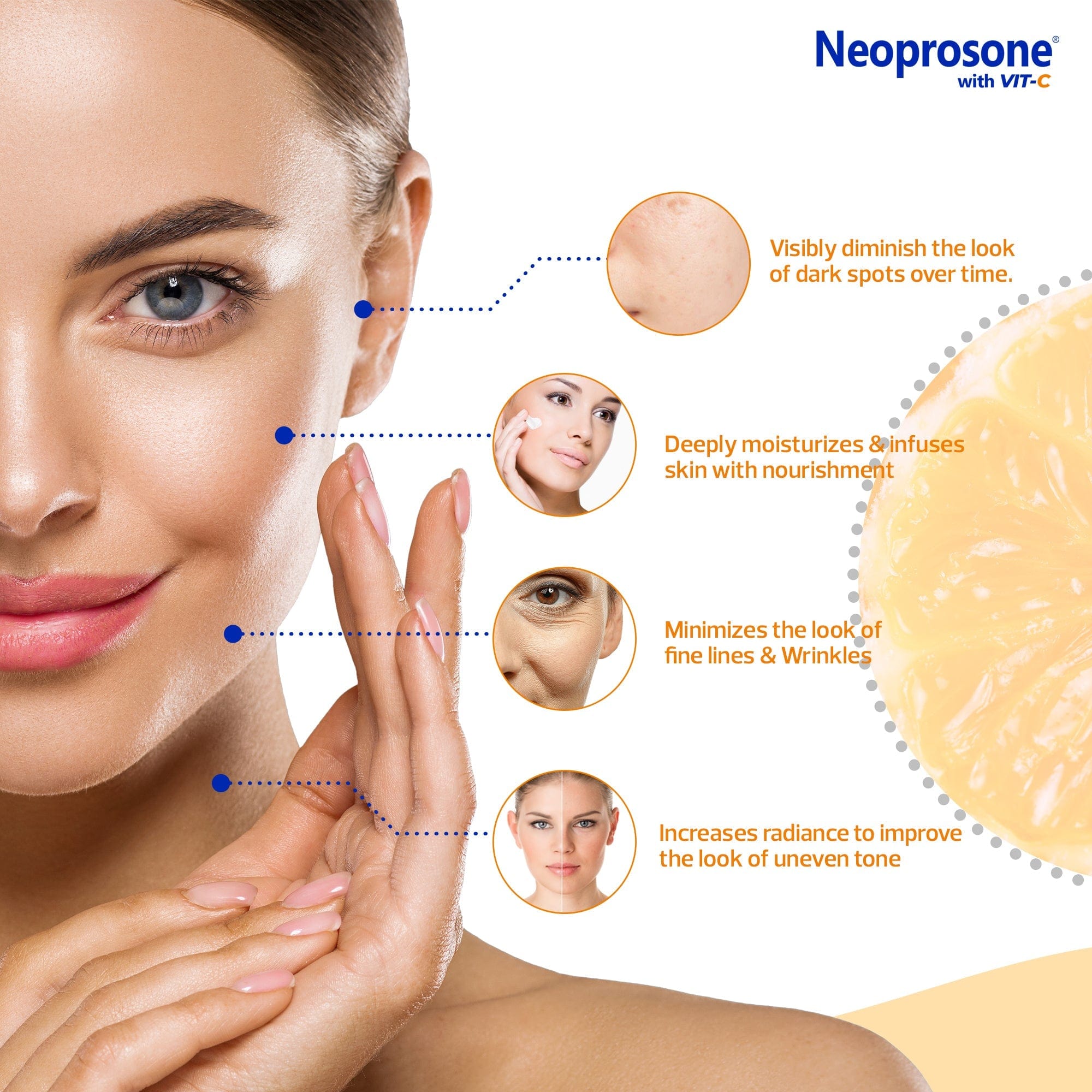Neoprosone Brightening Cream with Vitamin C - 50g / 1.75 Fl Oz Neoprosone Vitamin "C" - Mitchell Brands - Skin Lightening, Skin Brightening, Fade Dark Spots, Shea Butter, Hair Growth Products