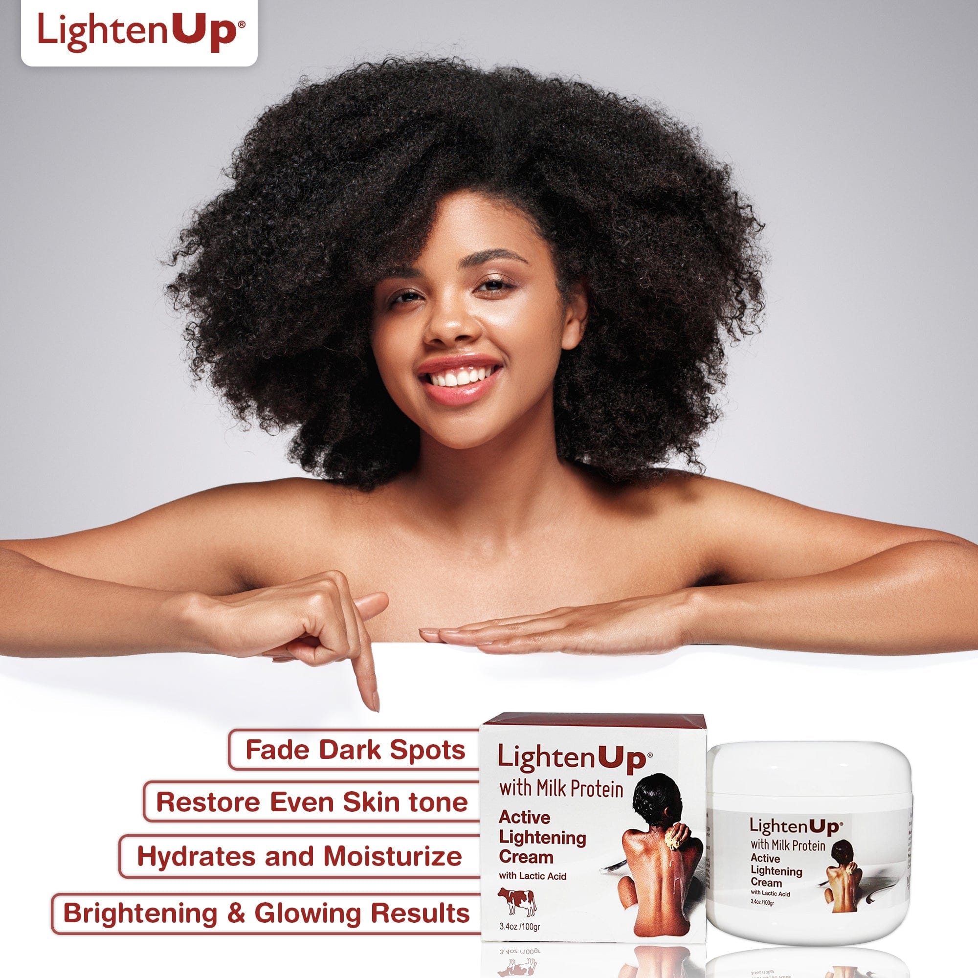 Omic Lightenup Lactic Acid Active Lightening Cream - 1004 / 3.5 Oz Mitchell Brands - Mitchell Brands - Skin Lightening, Skin Brightening, Fade Dark Spots, Shea Butter, Hair Growth Products