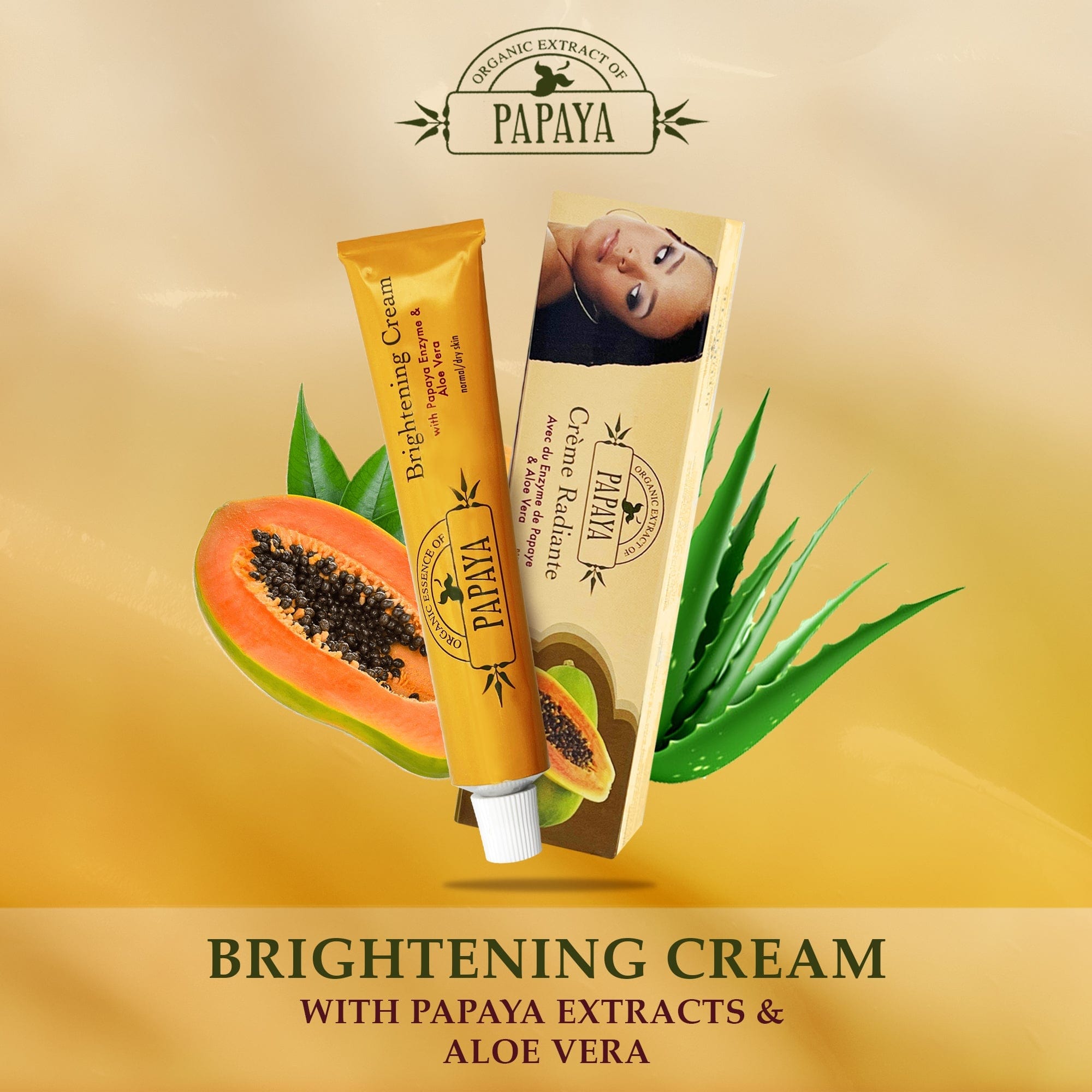 Organic Extract of Papaya Brightening Cream Tube - 50g / 1.76 Oz FleurDeLis - Mitchell Brands - Skin Lightening, Skin Brightening, Fade Dark Spots, Shea Butter, Hair Growth Products