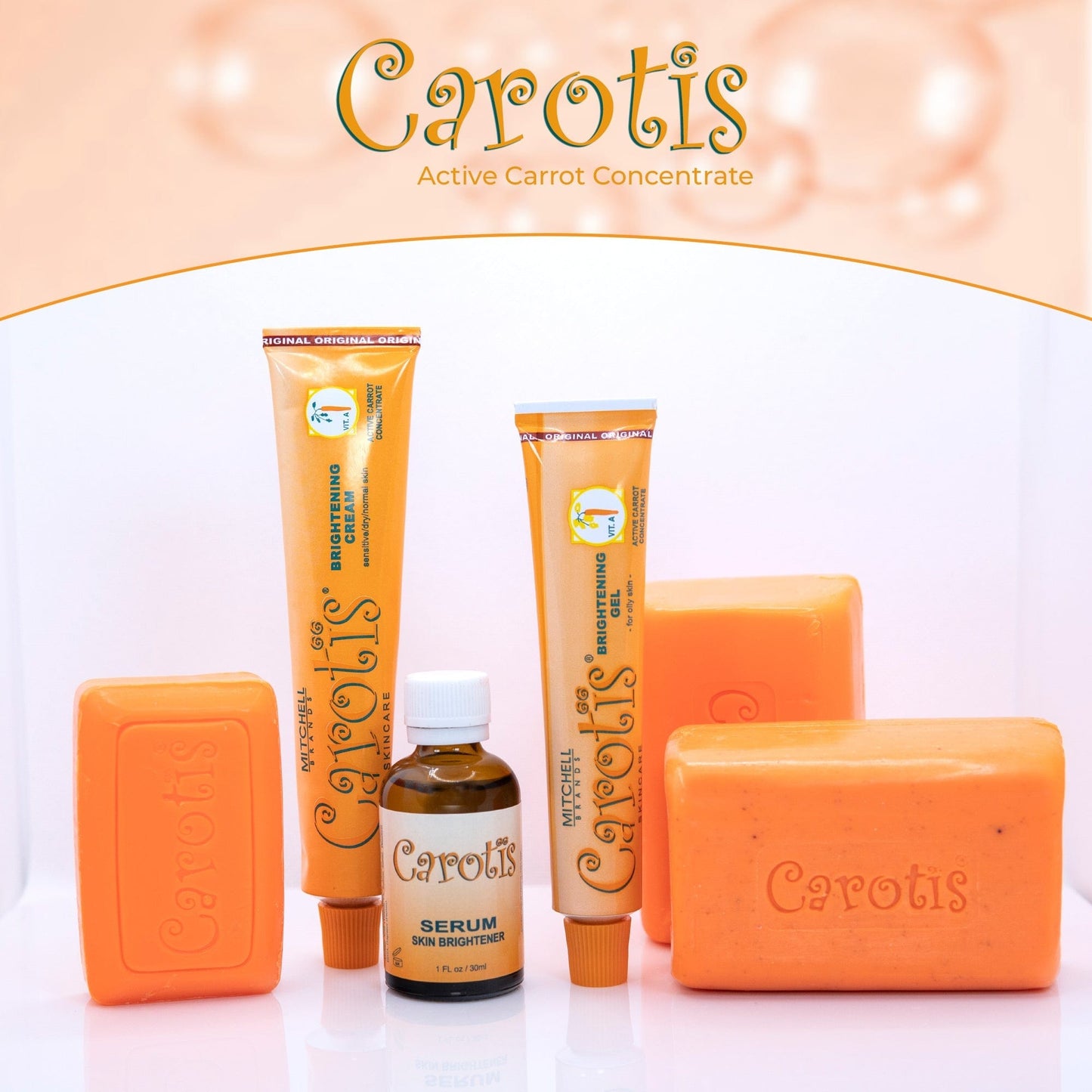 Carotis Jabón Exfoliante - 200g / 7 fl oz Carotis - Mitchell Brands - Aclarar la piel, aclarar la piel, desvanecer manchas oscuras, manteca de karité, productos para el crecimiento del cabello
