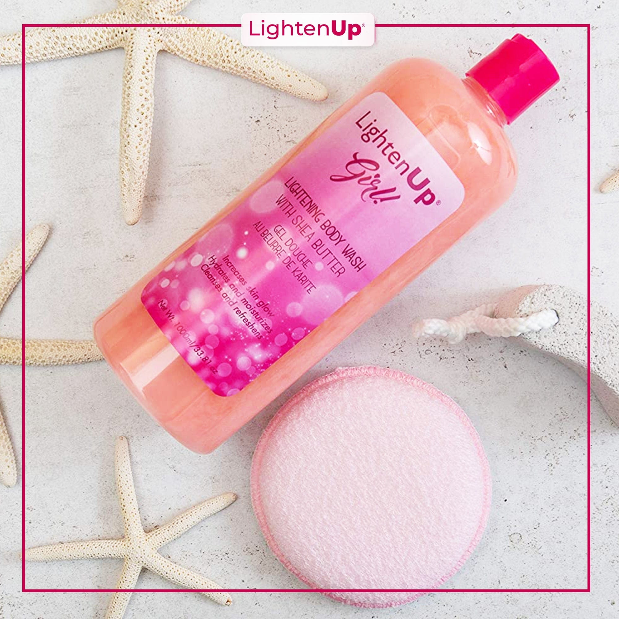 Omic LightenUp Girl! Exfoliating Shower Gel - 1000ml / 33.81 Oz Mitchell Brands - Mitchell Brands - Skin Lightening, Skin Brightening, Fade Dark Spots, Shea Butter, Hair Growth Products