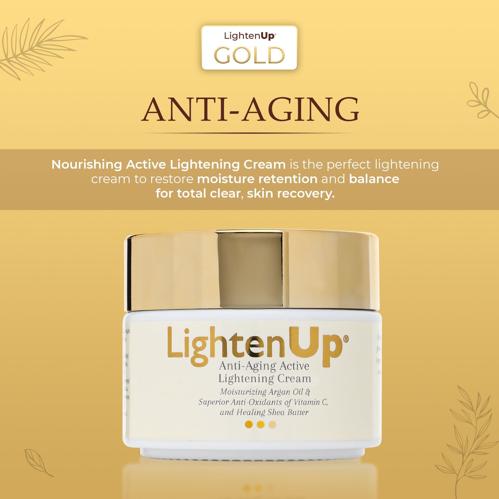 Omic LightenUp Anti-Aging Lightening Cream - 100ml LightenUp - Mitchell Brands - Hautaufhellung, Hautaufhellung, Verblassen dunkler Flecken, Shea Butter, Haarwuchsmittel