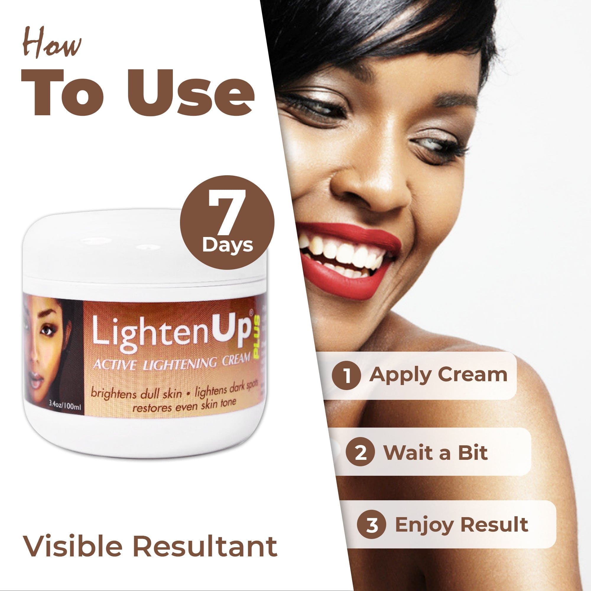 Omic LightenUp PLUS Active Lightening Cream - 100ml / 3.4 Oz LightenUp - Mitchell Brands - Hautaufhellung, Hautaufhellung, Verblassen dunkler Flecken, Shea Butter, Haarwuchsmittel