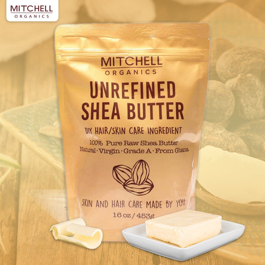 Mitchell Organics Unrefined Shea Butter Bar 16oz Mitchell Group USA, LLC - Mitchell Brands - Hautaufhellung, Hautaufhellung, Verblassen dunkler Flecken, Shea Butter, Haarwuchsmittel