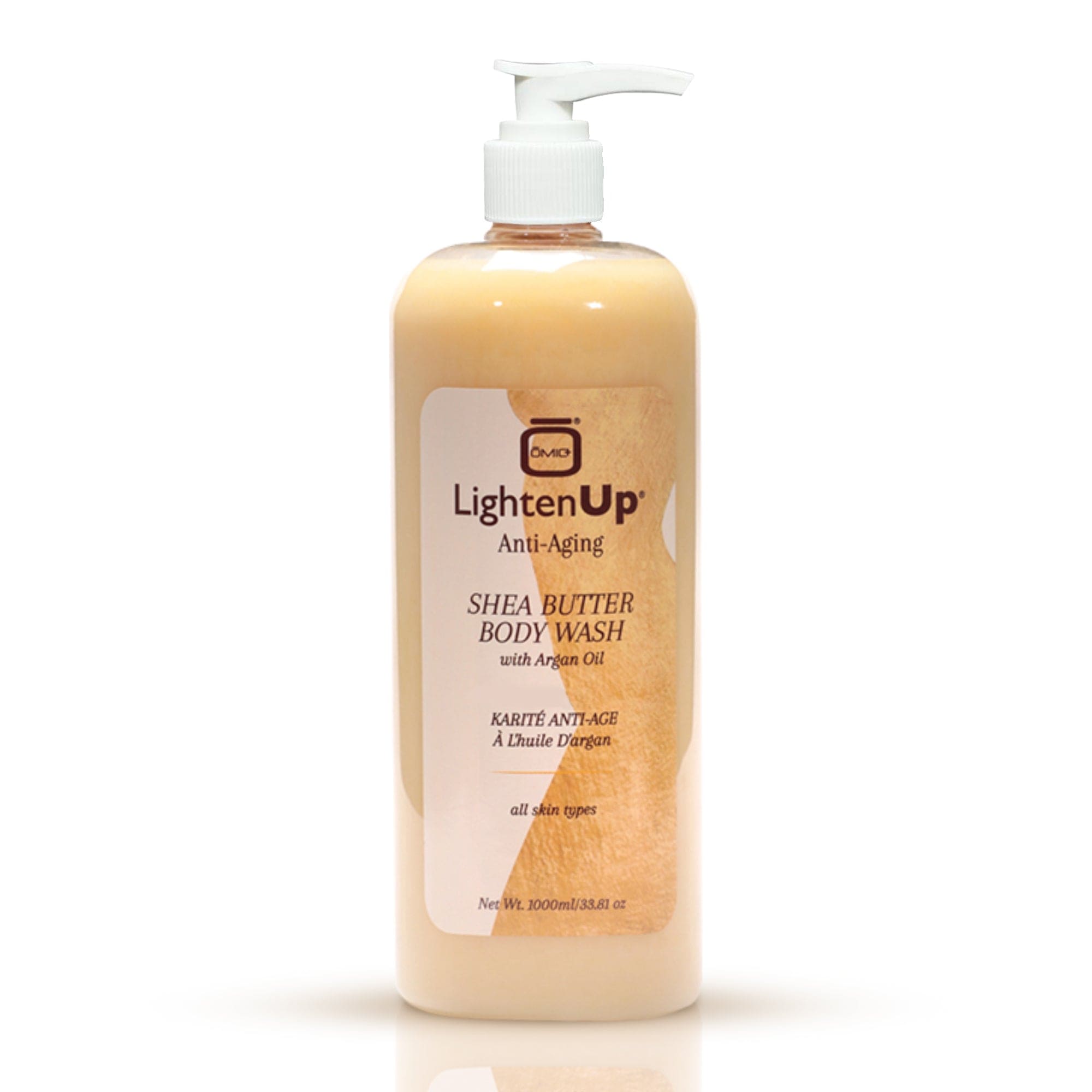 Omic Lighten Up Gel doccia anti-età - 1000ml LightenUp - Mitchell Brands - Schiaritura della pelle, schiaritura della pelle, attenuazione delle macchie scure, burro di karité, prodotti per la crescita dei capelli